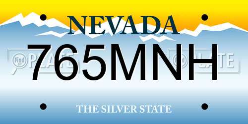 765MNH Nevada License Plate