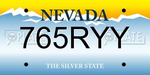 765RYY Nevada License Plate