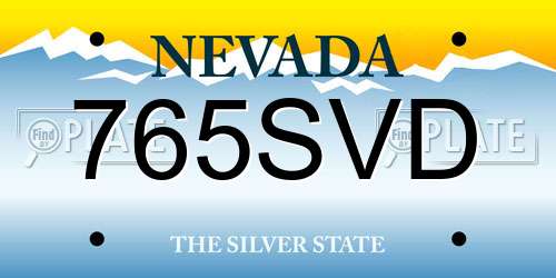 765SVD Nevada License Plate