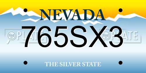 765SX3 Nevada License Plate