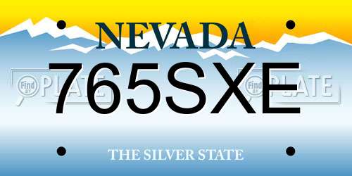 765SXE Nevada License Plate