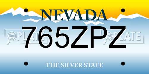 765ZPZ Nevada License Plate