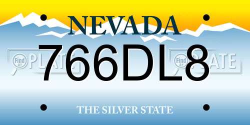 766DL8 Nevada License Plate