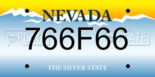 766F66 Nevada License Plate