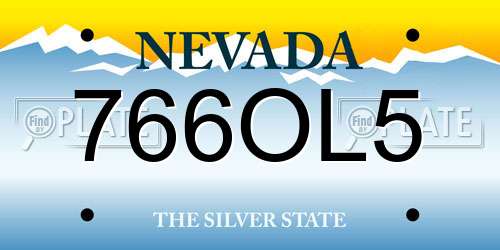 766OL5 Nevada License Plate