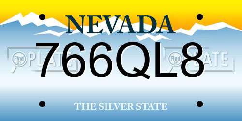 766QL8 Nevada License Plate