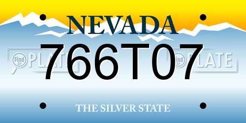 766T07 Nevada License Plate
