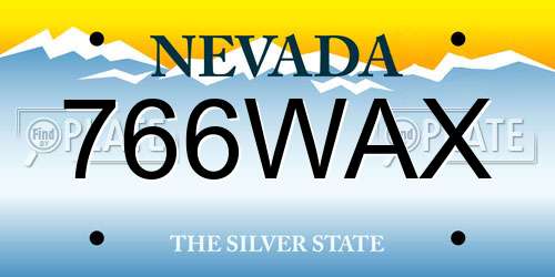 766WAX Nevada License Plate