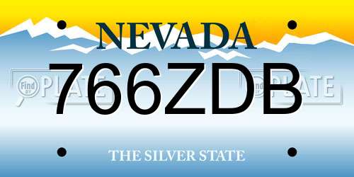 766ZDB Nevada License Plate