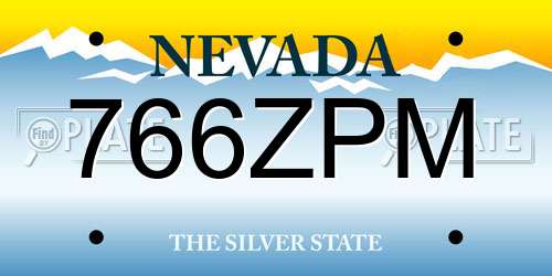 766ZPM Nevada License Plate
