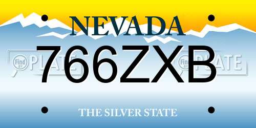 766ZXB Nevada License Plate