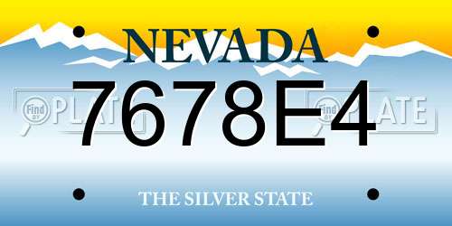 7678E4 Nevada License Plate