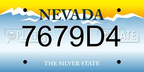 7679D4 Nevada License Plate