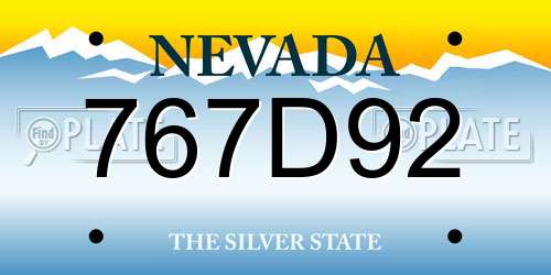 767D92 Nevada License Plate