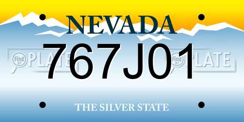 767J01 Nevada License Plate