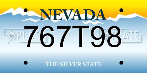 767T98 Nevada License Plate