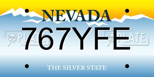 767YFE Nevada License Plate