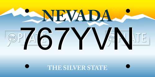 767YVN Nevada License Plate