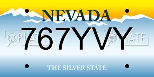 767YVY Nevada License Plate