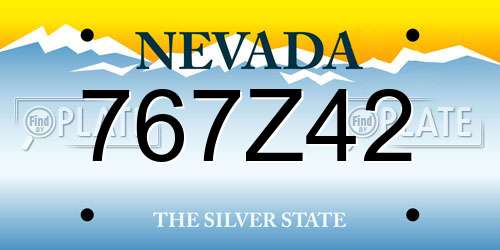 767Z42 Nevada License Plate
