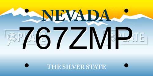 767ZMP Nevada License Plate