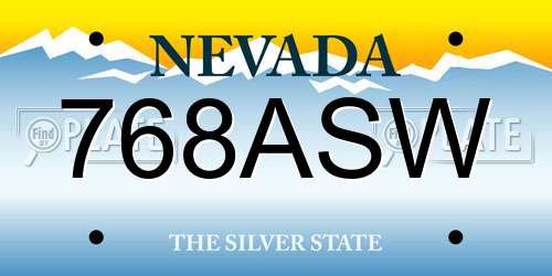 768ASW Nevada License Plate