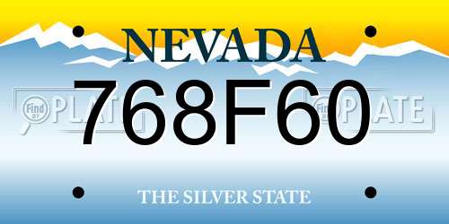 768F60 Nevada License Plate