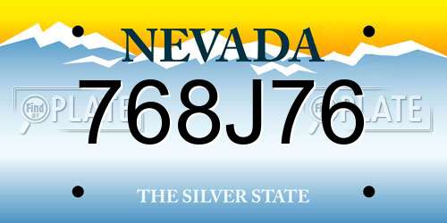 768J76 Nevada License Plate