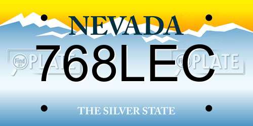 768LEC Nevada License Plate