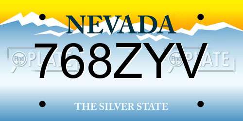 768ZYV Nevada License Plate