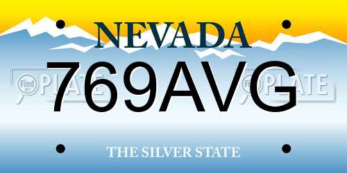 769AVG Nevada License Plate