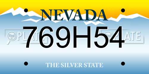 769H54 Nevada License Plate