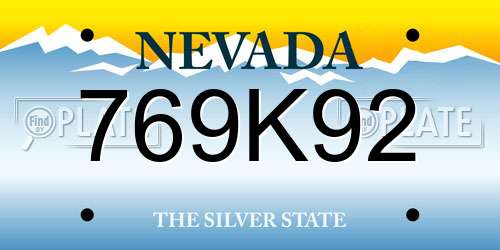 769K92 Nevada License Plate