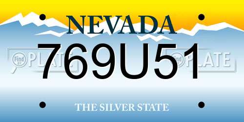 769U51 Nevada License Plate