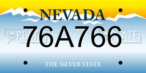 76A766 Nevada License Plate