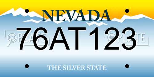 76AT123 Nevada License Plate