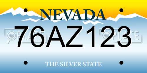 76AZ123 Nevada License Plate