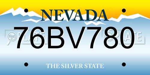 76BV780 Nevada License Plate