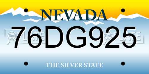 76DG925 Nevada License Plate