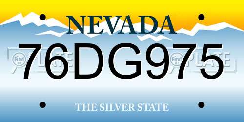76DG975 Nevada License Plate