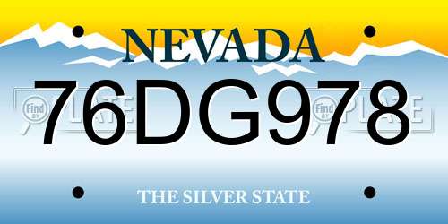 76DG978 Nevada License Plate