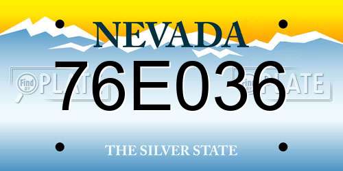 76E036 Nevada License Plate