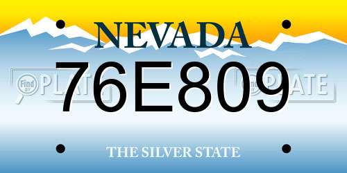 76E809 Nevada License Plate