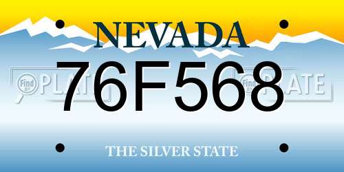 76F568 Nevada License Plate
