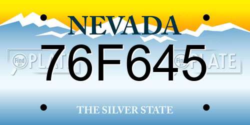 76F645 Nevada License Plate