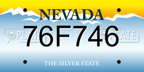 76F746 Nevada License Plate