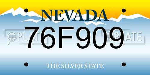 76F909 Nevada License Plate