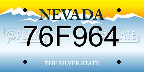 76F964 Nevada License Plate