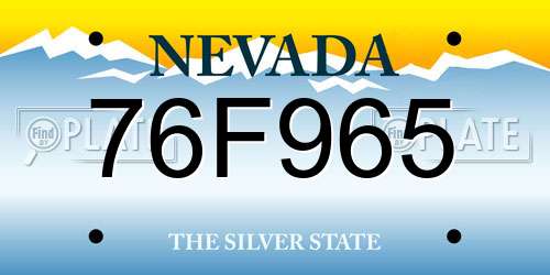 76F965 Nevada License Plate