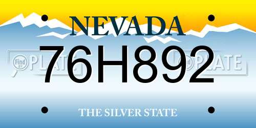 76H892 Nevada License Plate